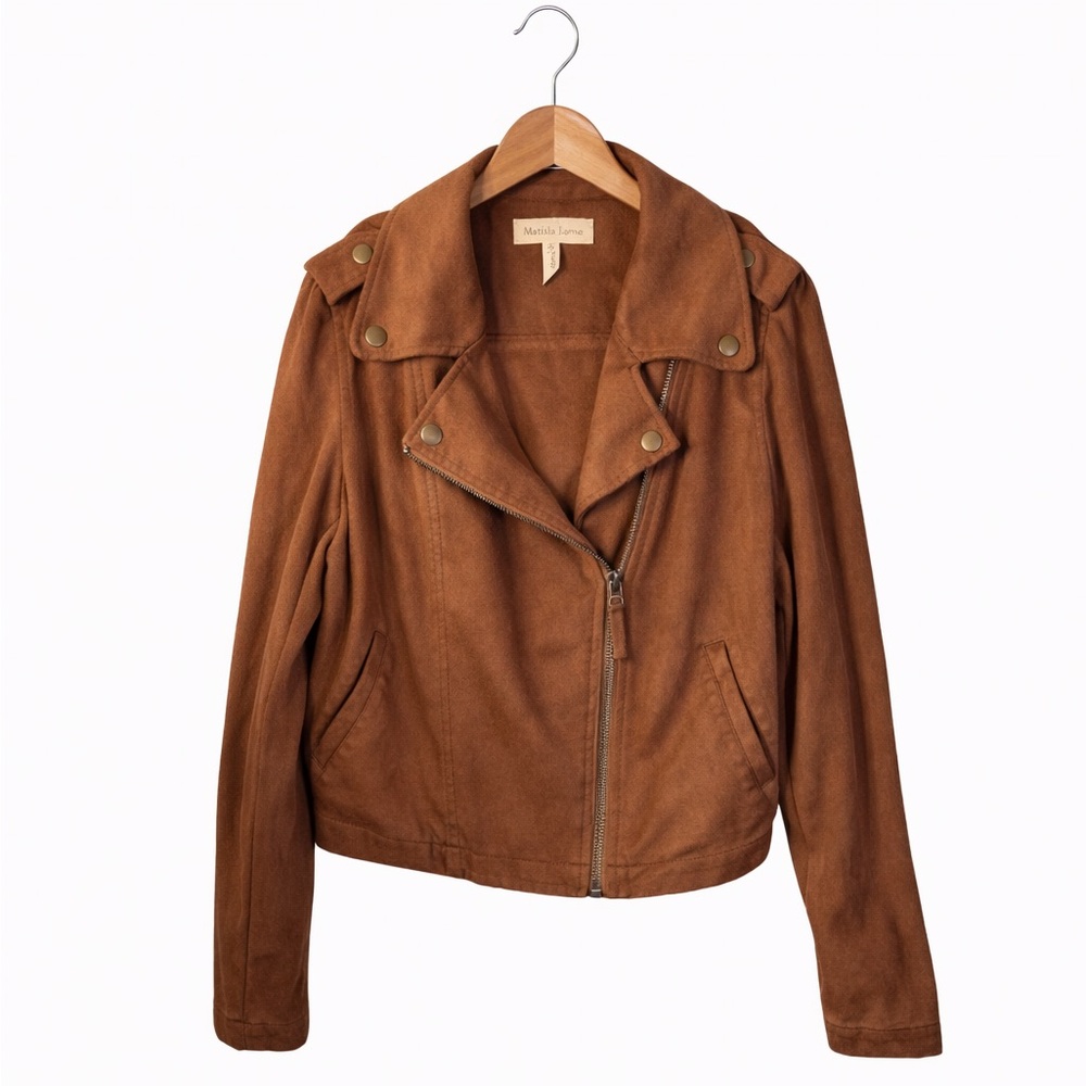 Matilda Jane Brown Moto Jacket Girls Size 14 Faux Suede Boho Western Chic Coat